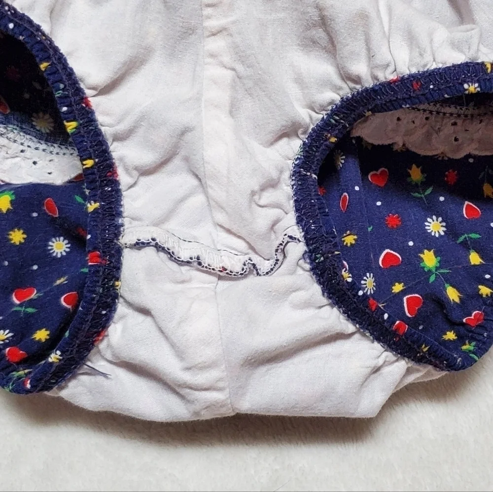 Vintage 60s Teen Girl Ultra Mod High High Bottom Ruffle Heart Floral Bikini XS